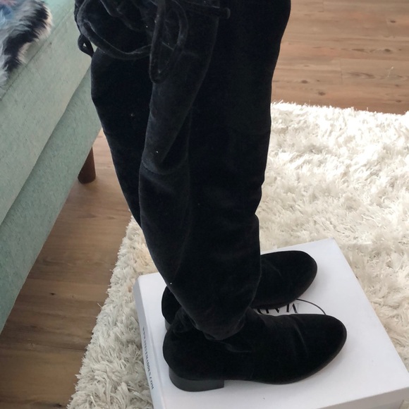 Shoes - Black Suede Over the Knee Boots